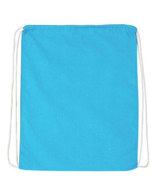 Q-Tees Q4500 Economical Cotton Drawstring Bag - Turquoise - back