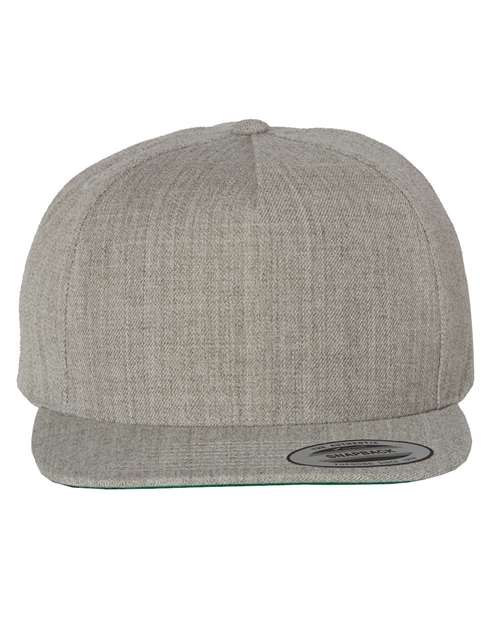 Yupoong 5089M Premium Five-Panel Snapback Cap - Heather Grey - front