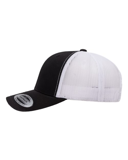Yupoong 6606 Retro Trucker Cap - Black/ White - side