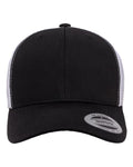 Yupoong 6606 Retro Trucker Cap - Black/ White - front