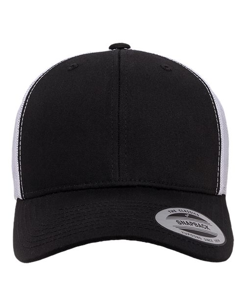 Yupoong 6606 Retro Trucker Cap - Black/ White - front
