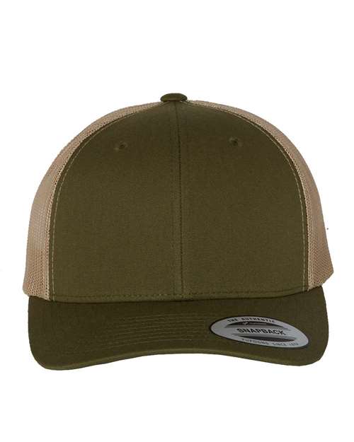 Yupoong 6606 Retro Trucker Cap - Moss/ Khaki - front