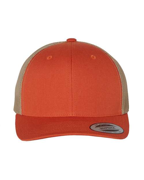 Yupoong 6606 Retro Trucker Cap - Rustic Orange/ Khaki - front
