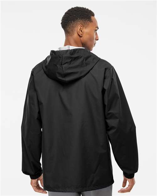 Independent Trading Co. EXP95NB Men's Water-Resistant Hooded Windbreaker - Black - model back