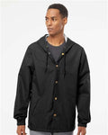 Independent Trading Co. EXP95NB Men's Water-Resistant Hooded Windbreaker - Black - model front