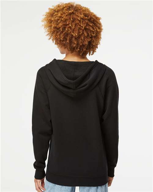 Independent Trading Co. PRM33SBZ Unisex Special Blend Raglan Full-Zip Hooded Sweatshirt - Black - model back