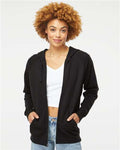 Independent Trading Co. PRM33SBZ Unisex Special Blend Raglan Full-Zip Hooded Sweatshirt - Black - model front