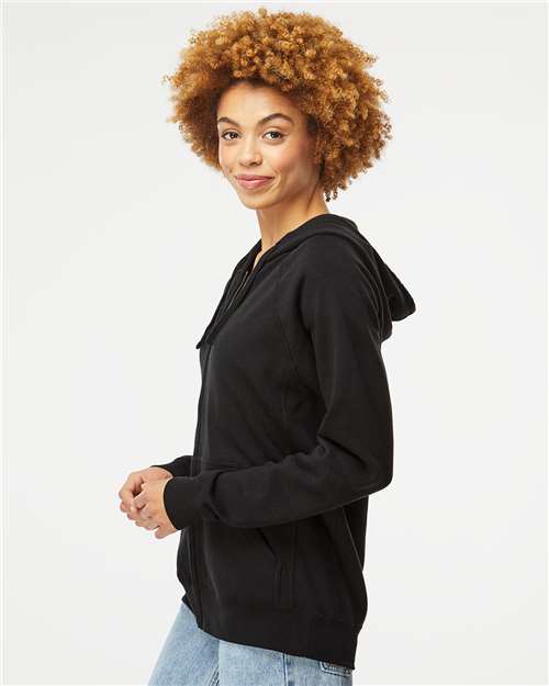 Independent Trading Co. PRM33SBZ Unisex Special Blend Raglan Full-Zip Hooded Sweatshirt - Black - model side