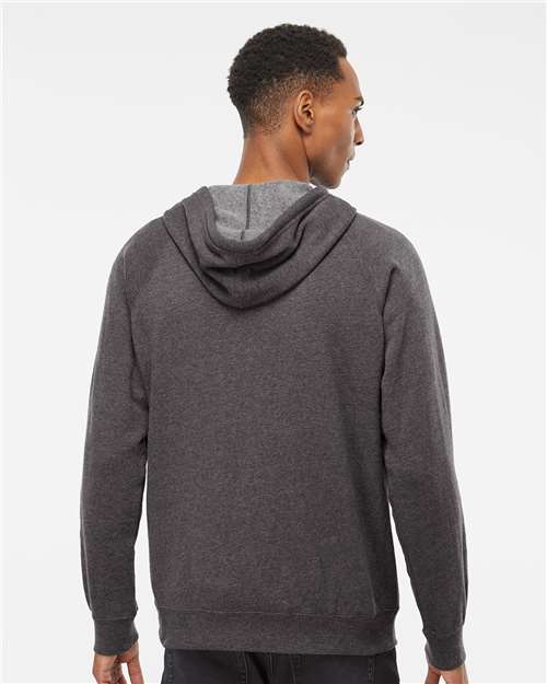 Independent Trading Co. PRM33SBZ Unisex Special Blend Raglan Full-Zip Hooded Sweatshirt - Carbon - model back