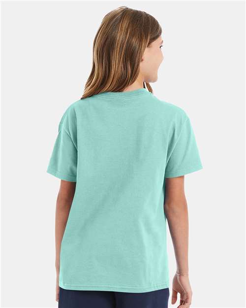 Hanes 5450 Youth Authentic T-Shirt - Clean Mint - model back