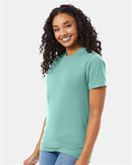 Hanes 5180 Unisex Beefy-T T-Shirt - Clean Mint - model side