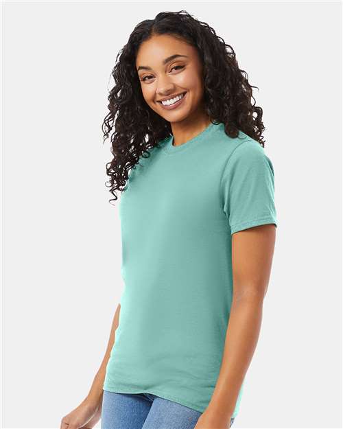 Hanes 5180 Unisex Beefy-T T-Shirt - Clean Mint - model side