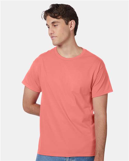 Hanes 5250 Authentic T-Shirt - Charisma Coral - model front