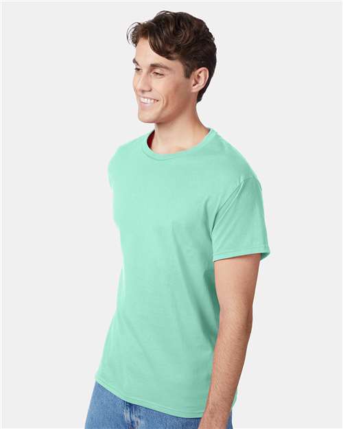 Hanes 5250 Authentic T-Shirt - Clean Mint - model side