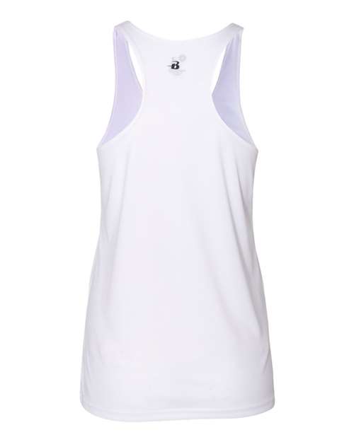Badger 4166 Women’s B-Core Racerback Tank Top - White - back
