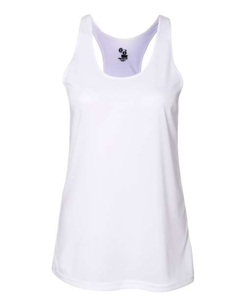 Badger 4166 Women’s B-Core Racerback Tank Top - White - front