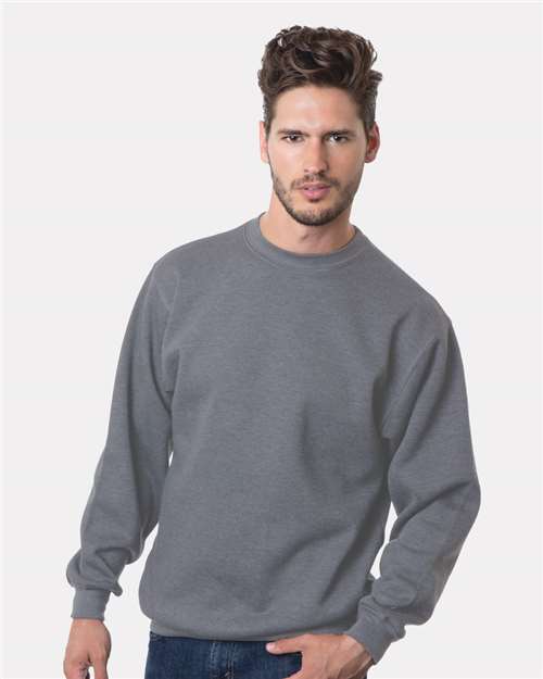 Bayside 1102 Unisex USA-Made Crewneck Sweatshirt - Charcoal - model front