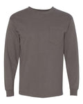 Bayside 8100 Unisex USA-Made Long Sleeve Pocket T-Shirt - Charcoal - front