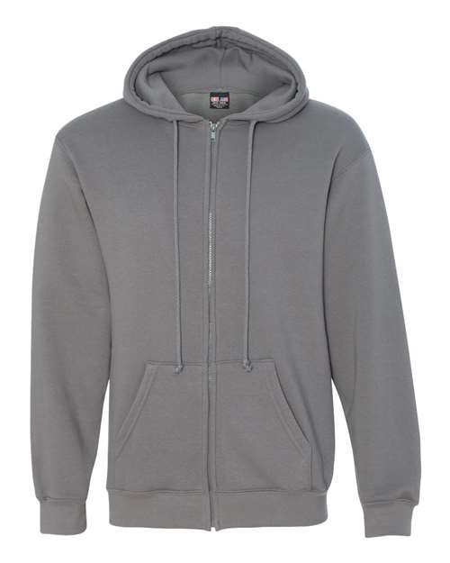 Bayside 900 Unisex USA-Made Full-Zip Hooded Sweatshirt - Charcoal - front