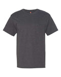 Hanes 5190 Men's Beefy-T Pocket T-Shirt - Charcoal Heather - front