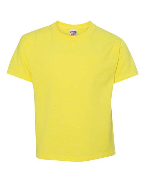 Jerzees 29BR Youth Dri-Power 50/50 T-Shirt - Neon Yellow - front