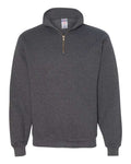 Jerzees 4528MR Unisex Super Sweats NuBlend Quarter-Zip Cadet Collar Sweatshirt - Black Heather - front