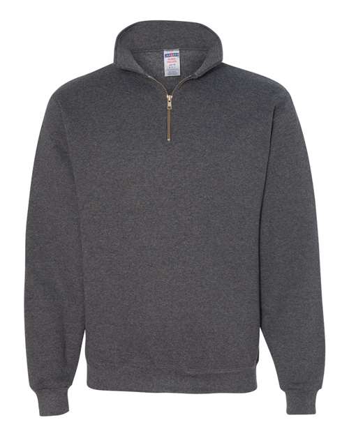 Jerzees 4528MR Unisex Super Sweats NuBlend Quarter-Zip Cadet Collar Sweatshirt - Black Heather - front
