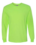 Jerzees 29LSR Unisex Dri-Power Long Sleeve 50/50 T-Shirt - Neon Green - front