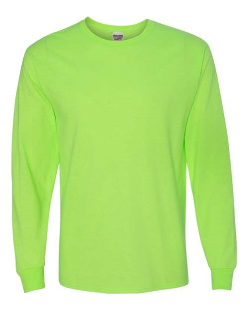 Jerzees 29LSR Unisex Dri-Power Long Sleeve 50/50 T-Shirt - Neon Green - front