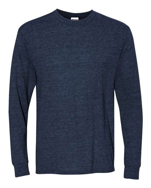Jerzees 29LSR Unisex Dri-Power Long Sleeve 50/50 T-Shirt - Vintage Heather Navy - front