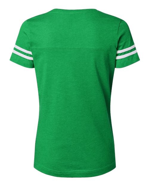 LAT 3537 Women's Football V-Neck Fine Jersey Tee - Vintage Green/ White - back