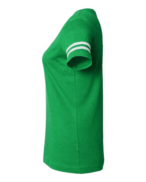 LAT 3537 Women's Football V-Neck Fine Jersey Tee - Vintage Green/ White - side