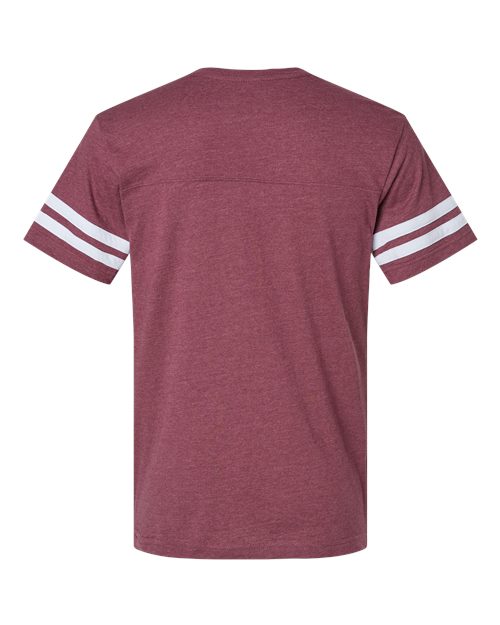 LAT 6937 Unisex Football Fine Jersey Tee - Vintage Burgundy/ White - back