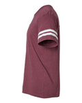 LAT 6937 Unisex Football Fine Jersey Tee - Vintage Burgundy/ White - side