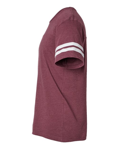 LAT 6937 Unisex Football Fine Jersey Tee - Vintage Burgundy/ White - side