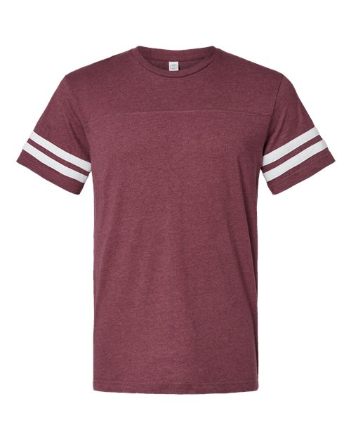 LAT 6937 Unisex Football Fine Jersey Tee - Vintage Burgundy/ White - front