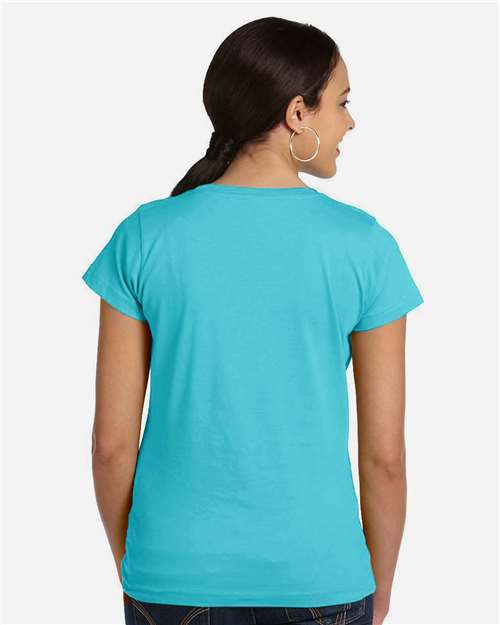 LAT 3516 Women's Fine Jersey Tee - Caribbean - model back