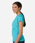 LAT 3516 Women's Fine Jersey Tee - Caribbean - model side