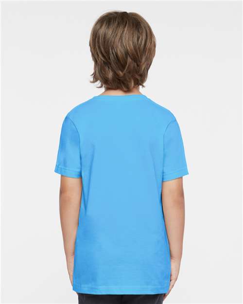 LAT 6101 Youth Fine Jersey Tee - Aqua - model back