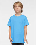 LAT 6101 Youth Fine Jersey Tee - Aqua - model front