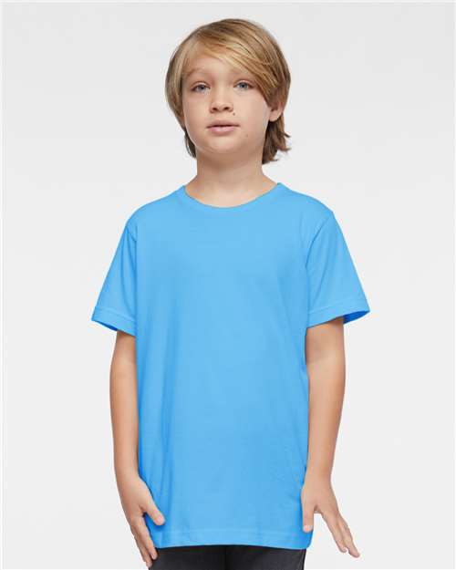 LAT 6101 Youth Fine Jersey Tee - Aqua - model front