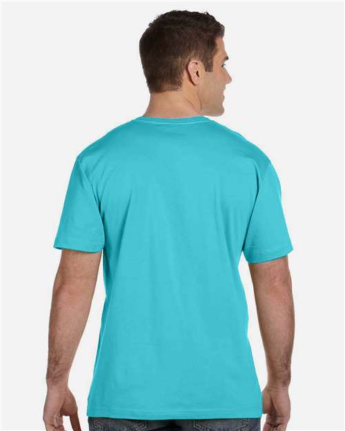 LAT 6901 Unisex Fine Jersey Tee - Caribbean - model back