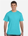 LAT 6901 Unisex Fine Jersey Tee - Caribbean - model front