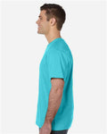 LAT 6901 Unisex Fine Jersey Tee - Caribbean - model side