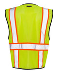 Kishigo 1527-1528 Unisex Economy Contrasting Vest with Zippered Front - Lime - back
