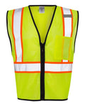 Kishigo 1527-1528 Unisex Economy Contrasting Vest with Zippered Front - Lime - front