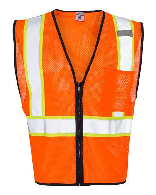 Kishigo 1527-1528 Unisex Economy Contrasting Vest with Zippered Front - Orange - front