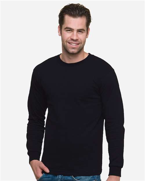 Bayside 5060 Unisex USA-Made Long Sleeve T-Shirt - Black - model front