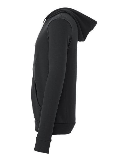 Bella + Canvas 3739 Sponge Fleece Full-Zip Hoodie Sweatshirt - Dark Grey - side