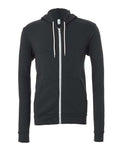 Bella + Canvas 3739 Sponge Fleece Full-Zip Hoodie Sweatshirt - Dark Grey - flat front